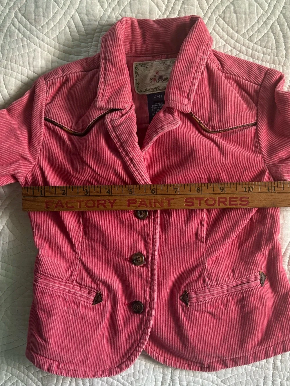 Ralph Lauren Western Corduroy Jacket  with Leather Trim Pink 4T